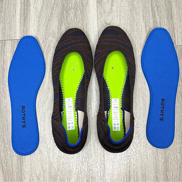 Rothy’s Sapphire Zebra Square Toe Ballet Flat Animal Print Shoes Size 9.5 - Picture 8 of 9